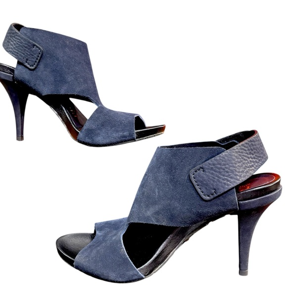 Pedro Garcia Yimina Blue Suede Cutout Slingback High Heel Sandals 38 - Picture 3 of 15